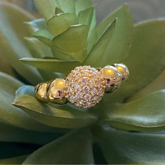 18K Real Gold Bubble Ring with Stone - Picture 9 of 16